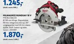 Davidsen MILWAUKEE RUNDSAV 18 V, DKK 1870 tilbud