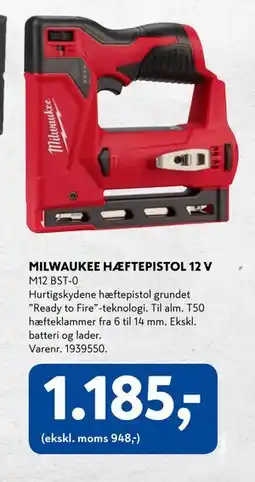 Davidsen MILWAUKEE HÆFTEPISTOL 12 V, DKK 1185 tilbud