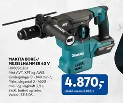 Davidsen MAKITA BORE-/ MEJSELHAMMER 40 V, DKK 4870 tilbud