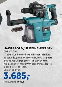 Davidsen MAKITA BORE-/MEJSELHAMMER 18 V, DKK 3685 tilbud