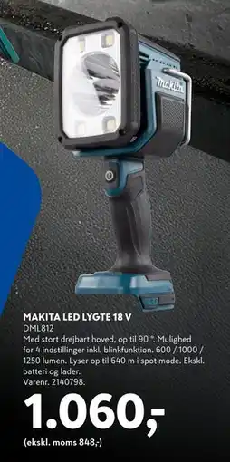 Davidsen MAKITA LED LYGTE 18 V, DKK 1060 tilbud