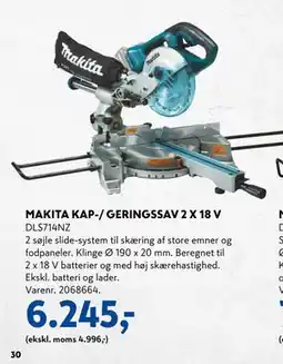 Davidsen MAKITA KAP-/ GERINGSSAV 2 X 18 V, DKK 6245 tilbud