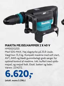 Davidsen MAKITA MEJSELHAMMER 2 X 40 V, DKK 6620 tilbud