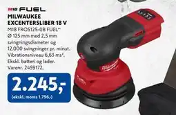 Davidsen MILWAUKEE EXCENTERSLIBER 18 V, DKK 2245 tilbud