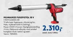 Davidsen MILWAUKEE FUGEPISTOL 18 V, DKK 2310 tilbud