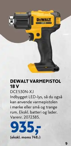 Davidsen DEWALT VARMEPISTOL 18 V, DKK 935 tilbud