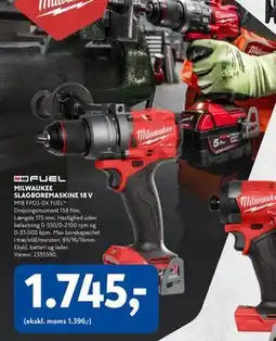 Davidsen MILWAUKEE SLAGBOREMASKINE 18 V, DKK 1745 tilbud
