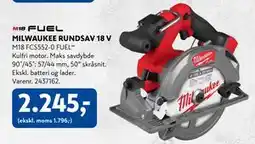Davidsen MILWAUKEE RUNDSAV 18 V, DKK 2245 tilbud