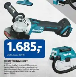 Davidsen MAKITA VINKELSLIBER 18 V, DKK 1685 tilbud