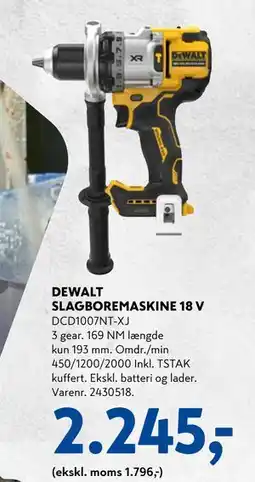 Davidsen DEWALT SLAGBOREMASKINE 18 V, DKK 2245 tilbud