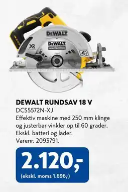 Davidsen DEWALT RUNDSAV 18 V, DKK 2120 tilbud