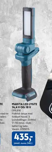 Davidsen MAKITA LED LYGTE 14,4 V OG 18 V, DKK 435 tilbud