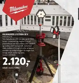 Davidsen MILWAUKEE LYSTÅRN 18 V, DKK 2120 tilbud