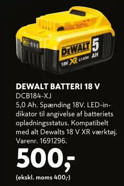 Davidsen DEWALT BATTERI 18 V, DKK 500 tilbud