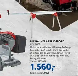 Davidsen MILWAUKEE ARBEJDSBORD, DKK 1560 tilbud