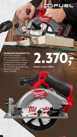 Davidsen MILWAUKEE RUNDSAV 12 V, DKK 2370 tilbud
