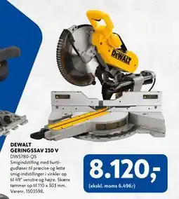 Davidsen DEWALT GERINGSSAV 230 V, DKK 8120 tilbud
