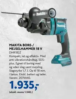 Davidsen MAKITA BORE-/ MEJSELHAMMER 18 V, DKK 1935 tilbud
