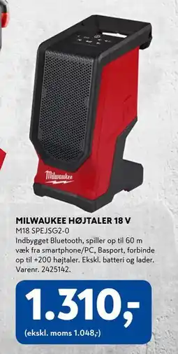 Davidsen MILWAUKEE HØJTALER 18 V, DKK 1310 tilbud