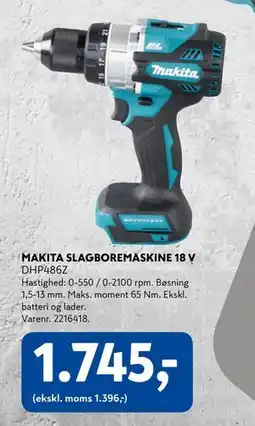 Davidsen MAKITA SLAGBOREMASKINE 18 V, DKK 1745 tilbud