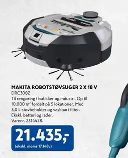 Davidsen MAKITA ROBOTSTØVSUGER 2 X 18 V, DKK 21435 tilbud