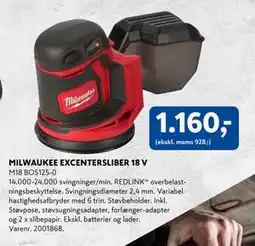 Davidsen MILWAUKEE EXCENTERSLIBER 18 V, DKK 1160 tilbud