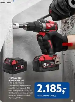 Davidsen MILWAUKEE BOREMASKINE, DKK 2185 tilbud