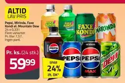 Fleggaard Pepsi, Mirinda, Faxe Kondi el. Mountain Dew, DKK 59.99 tilbud
