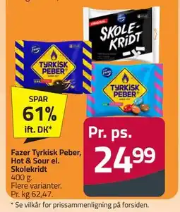 Fleggaard Fazer Tyrkisk Peber, Hot & Sour el. Skolekridt, DKK 24.99 tilbud