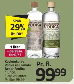 Fleggaard Koskenkorva Vodka el. Climate Action Vodka, DKK 99.99 tilbud