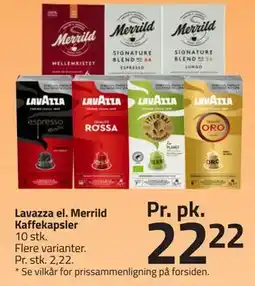 Fleggaard Lavazza el. Merrild Kaffekapsler, DKK 22.22 tilbud