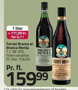 Fleggaard Fernet Branca el. Branca Menta, DKK 159.99 tilbud