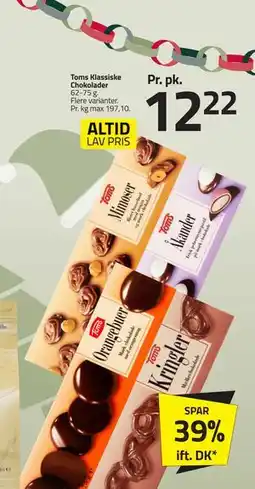 Fleggaard Toms Klassiske Chokolader, DKK 12.22 tilbud