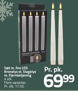 Fleggaard Sæt m. fire LED Kronelys el. Stagelys m. Fjernbetjening, DKK 69.99 tilbud