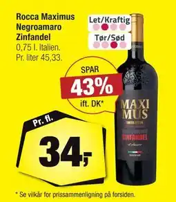 Calle Rocca Maximus Negroamaro Zinfandel, DKK 34 tilbud