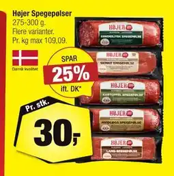 Calle Højer Spegepølser, DKK 30 tilbud