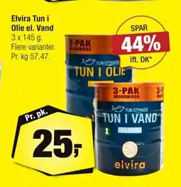 Calle Elvira Tun i Olie el. Vand, DKK 25 tilbud
