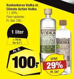Calle Koskenkorva Vodka el. Climate Action Vodka, DKK 100 tilbud
