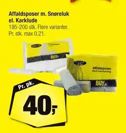 Calle Affaldsposer m. Snøreluk el. Karklude, DKK 40 tilbud