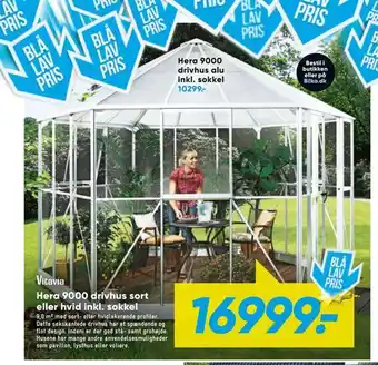 Bilka Hera 9000 drivhus sort eller hvid inkl. sokkel tilbud