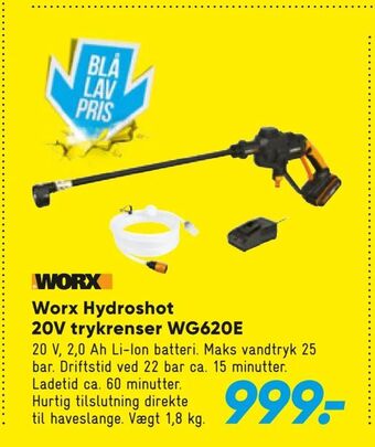 Bilka Worx Hydroshot 20V trykrenser WG620E tilbud