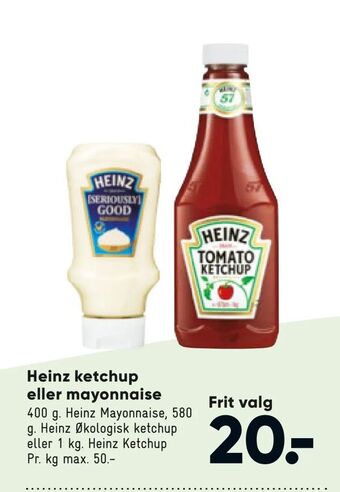 Bilka Heinz ketchup eller mayonnaise tilbud