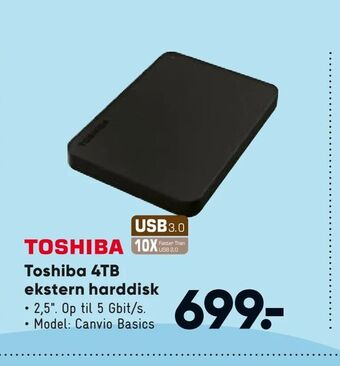 Bilka Toshiba 4TB ekstern harddisk tilbud