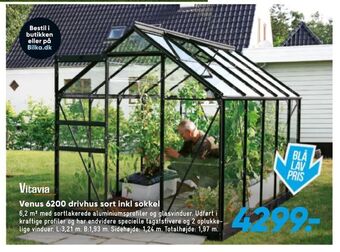 Bilka Venus 6200 drivhus sort inkl sokkel tilbud