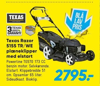 Bilka Texas Razor 5155 TR/WE plæneklipper med elstart tilbud