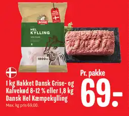 Min Købmand Hakket Dansk Grise- og Kalvekød 8-12 % eller Dansk Hel Kæmpekylling tilbud