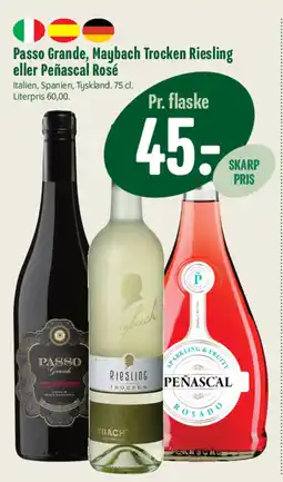 Min Købmand Passo Grande, Maybach Trocken Riesling eller Peñascal Rosé tilbud