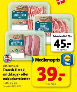 Lidl VILSTRUPGÅRD Dansk flæsk, middags- eller nakkekoteletter tilbud