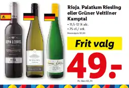 Lidl Rioja, Palatium Riesling eller Grüner Veltliner Kamptal tilbud