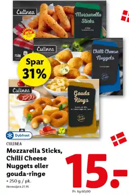 Lidl CULINEA Mozzarella Sticks, Chilli Cheese Nuggets eller gouda-ringe tilbud